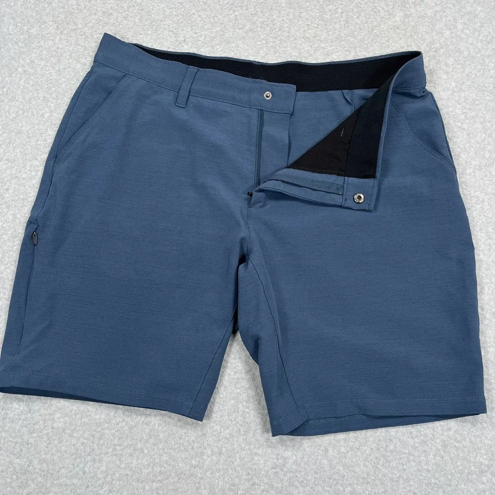 Bylt Kinetic Shorts Mens 36x9 Wave Blue Performance Stretch Athletic Golf Zipper
